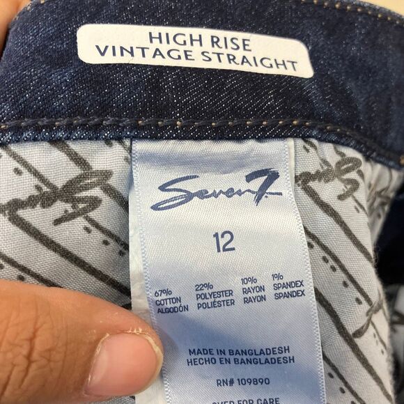 Seven7 high rise vintage straight dark wash non ripped jeans size 12 #740 - Picture 6 of 8